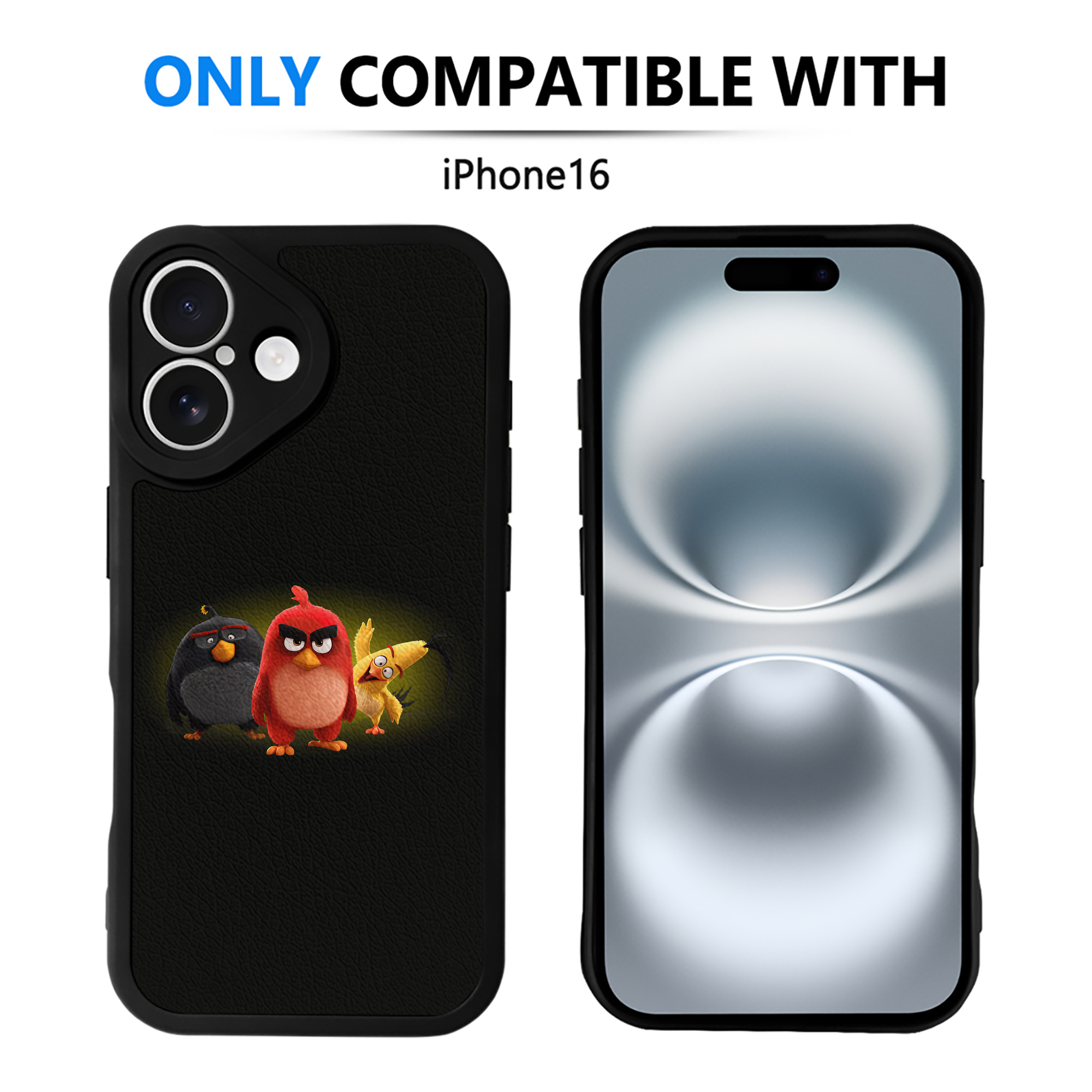 （画像用） Angry Birds アングリーバード 【iPhone 16シリーズ対応】シリコンスマホケース（レザー調） 材質：シリコン